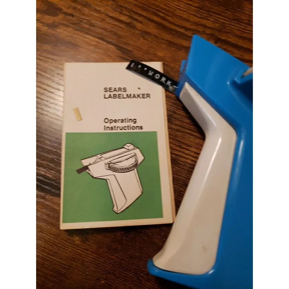 Vintage Sears Label Maker Lot Blue Extra Tape Works with Instructions